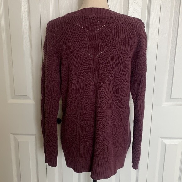 Torrid Pointelle Ribbed Open Knit Pullover Eggplant Purple Sweater Plus 1x - Picture 5 of 9
